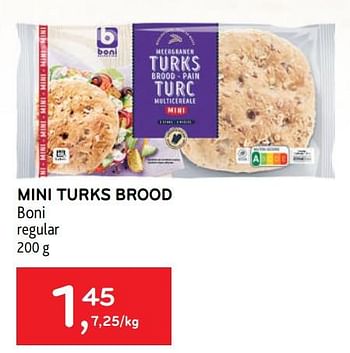 Promoties Mini turks brood boni regular - Boni - Geldig van 15/06/2022 tot 28/06/2022 bij Alvo