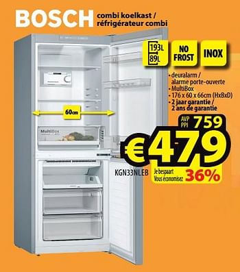 Promoties Bosch combi koelkast - réfrigérateur combi kgn33nleb - Bosch - Geldig van 15/06/2022 tot 22/06/2022 bij ElectroStock