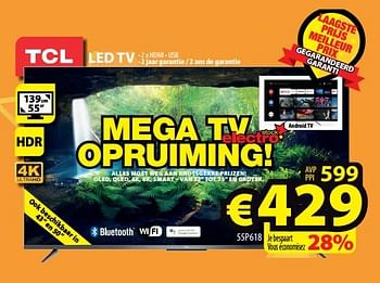Promoties Tcl led tv 55p618 - TCL - Geldig van 15/06/2022 tot 22/06/2022 bij ElectroStock