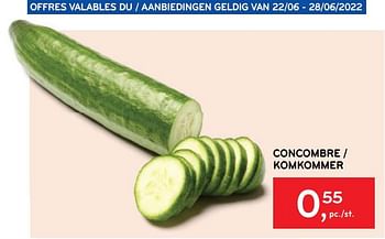 Promoties Concombre - Huismerk - Alvo - Geldig van 22/06/2022 tot 28/06/2022 bij Alvo