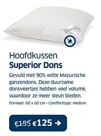 Hoofdkussen superior dons-Huismerk - Sleeplife