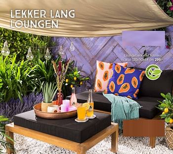 Promoties Loungebank met kussens acacia - Huismerk - Xenos - Geldig van 23/06/2022 tot 10/07/2022 bij Xenos
