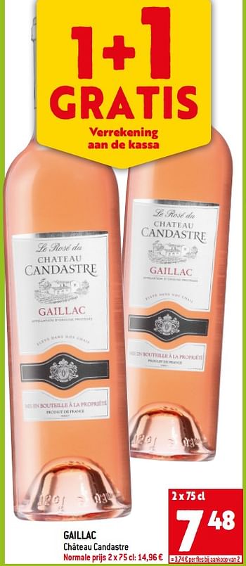 Promoties Gaillac château candastre - Rosé wijnen - Geldig van 15/06/2022 tot 21/06/2022 bij Smatch