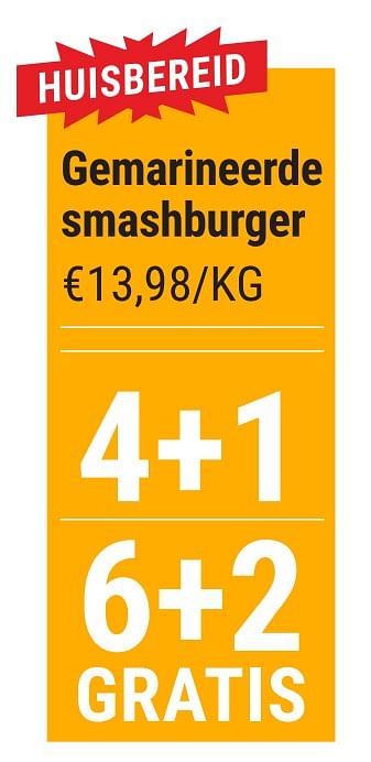 Promoties Gemarineerde smashburger - Huismerk - Budgetslager - Geldig van 15/06/2022 tot 21/06/2022 bij Budgetslager