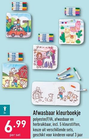 Promoties Afwasbaar kleurboekje - Huismerk - Aldi - Geldig van 22/06/2022 tot 01/07/2022 bij Aldi