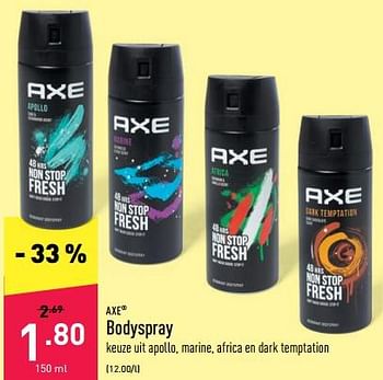 Promoties Bodyspray - Axe - Geldig van 20/06/2022 tot 01/07/2022 bij Aldi