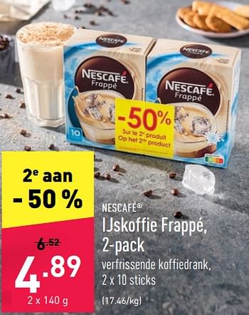 Promoties Ijskoffie frappé - Nescafe - Geldig van 24/06/2022 tot 01/07/2022 bij Aldi