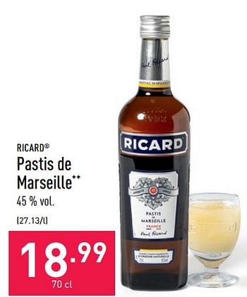 Promoties Pastis de marseille - Ricard - Geldig van 24/06/2022 tot 01/07/2022 bij Aldi