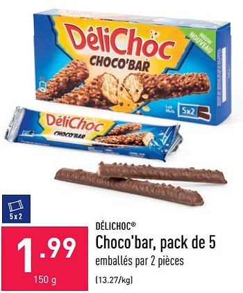 Promotions Choco`bar - Délichoc - Valide de 24/06/2022 à 01/07/2022 chez Aldi