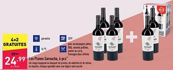 Promotions Los planos garnacha - Vins rouges - Valide de 24/06/2022 à 01/07/2022 chez Aldi