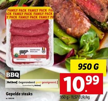 Promoties Gepelde steaks - Huismerk - Lidl - Geldig van 27/06/2022 tot 03/07/2022 bij Lidl