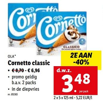 Promoties Cornetto classic - Ola - Geldig van 27/06/2022 tot 03/07/2022 bij Lidl