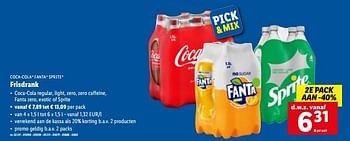 Promotions Frisdrank - Coca Cola - Valide de 27/06/2022 à 03/07/2022 chez Lidl