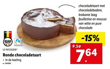 Promoties Ronde chocoladetaart - Le Patissier - Geldig van 27/06/2022 tot 03/07/2022 bij Lidl