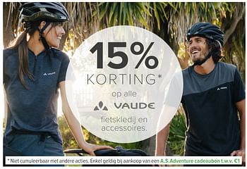 Promoties 15% korting op alle vaude fietskledij en accessoires - VAUDE - Geldig van 15/06/2022 tot 12/07/2022 bij A.S.Adventure