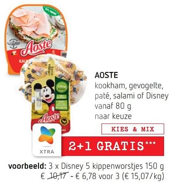 Promoties Aoste disney 5 kippenworstjes - Aoste - Geldig van 16/06/2022 tot 29/06/2022 bij Spar (Colruytgroup)