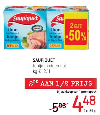 Promoties Saupiquet tonijn in eigen nat - Saupiquet - Geldig van 16/06/2022 tot 29/06/2022 bij Spar (Colruytgroup)