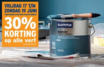 Promoties 30% korting op alle verf - Huismerk - Gamma - Geldig van 15/06/2022 tot 28/06/2022 bij Gamma