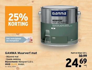 Promoties Gamma muurverf mat - Gamma - Geldig van 15/06/2022 tot 28/06/2022 bij Gamma