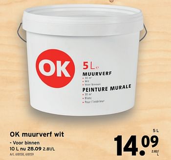 Promoties Ok muurverf wit - Ok - Geldig van 15/06/2022 tot 28/06/2022 bij Gamma