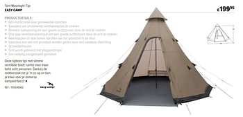 Promoties Tent moonlight tipi easy camp - Easy Camp - Geldig van 15/06/2022 tot 12/07/2022 bij A.S.Adventure