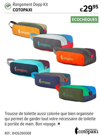 Promotions Rangement dopp kit cotopaxi - Cotopaxi - Valide de 15/06/2022 à 12/07/2022 chez A.S.Adventure