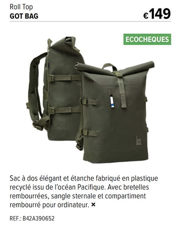 Promotions Roll top got bag - Got Bag - Valide de 15/06/2022 à 12/07/2022 chez A.S.Adventure