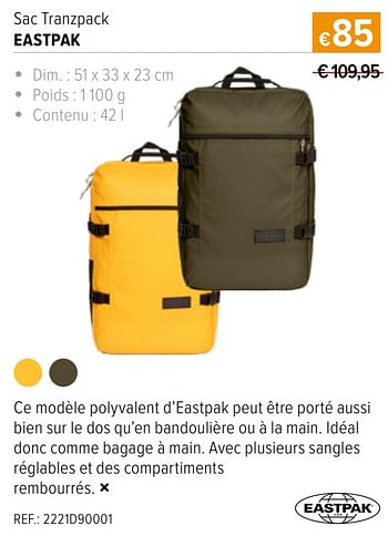 Promotions Sac tranzpack eastpak - Eastpak - Valide de 15/06/2022 à 12/07/2022 chez A.S.Adventure