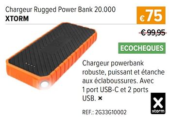 Promotions Chargeur rugged power bank 20.000 xtorm - Xtorm - Valide de 15/06/2022 à 12/07/2022 chez A.S.Adventure