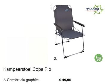 Promotions Kampeerstoel copa rio comfort alu graphite - Bo-Camp - Valide de 15/06/2022 à 31/08/2022 chez Multi Bazar