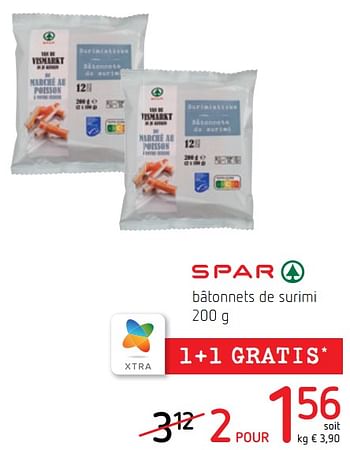 Promotions Bâtonnets de surimi - Spar - Valide de 16/06/2022 à 29/06/2022 chez Spar (Colruytgroup)
