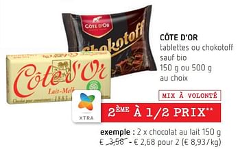 Promotions Côte d’or chocolat au lait - Cote D'Or - Valide de 16/06/2022 à 29/06/2022 chez Spar (Colruytgroup)