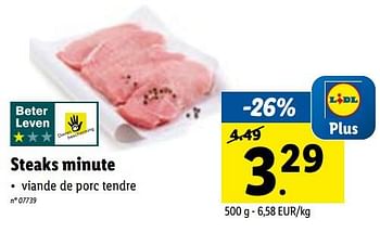 Promotions Steaks minute - Produit maison - Lidl - Valide de 27/06/2022 à 03/07/2022 chez Lidl