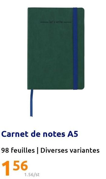 Promotions Carnet de notes a5 - Produit Maison - Action - Valide de 15/06/2022 à 21/06/2022 chez Action