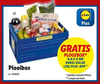 Promotions Gratis plooibox b.a.v. € 100 enkel via de lidl plus -app - Produit maison - Lidl - Valide de 27/06/2022 à 03/07/2022 chez Lidl