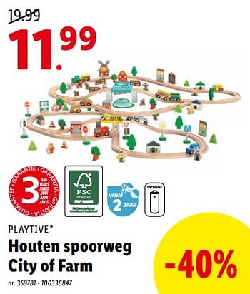 Promoties Houten spoorweg city of farm - Playtive Junior - Geldig van 27/06/2022 tot 03/07/2022 bij Lidl