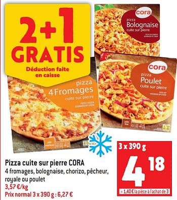 Promotions Pizza cuite sur pierre cora - Produit maison - Match - Valide de 15/06/2022 à 21/06/2022 chez Match
