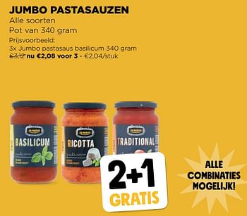 Promoties Jumbo pastasaus basilicum - Huismerk - Jumbo - Geldig van 22/06/2022 tot 28/06/2022 bij Jumbo