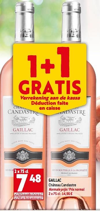 Promoties Gaillac château candastre - Rosé wijnen - Geldig van 15/06/2022 tot 21/06/2022 bij Match