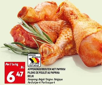 Promoties Kippenonderbouten met paprika pilons de poulet au paprika belki - BELKI - Geldig van 15/06/2022 tot 21/06/2022 bij Match