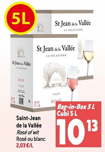 Promotions Saint-jean de la vallée rosé of wit rosé ou blanc - Vins rosé - Valide de 15/06/2022 à 05/07/2022 chez Match