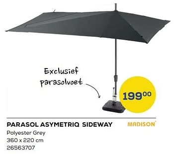 Promoties Parasol asymetriq sideway - Madison - Geldig van 17/06/2022 tot 22/07/2022 bij Supra Bazar