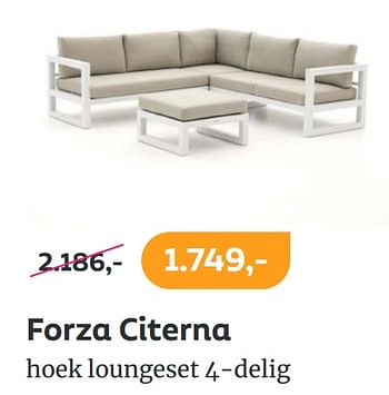 Promoties Forza citerna hoek loungeset 4-delig - Huismerk - Kees Smit Tuinmeubelen - Geldig van 20/06/2022 tot 26/06/2022 bij Kees Smit Tuinmeubelen