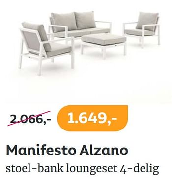 Promoties Manifesto alzano stoel-bank loungeset 4-delig - Manifesto - Geldig van 20/06/2022 tot 26/06/2022 bij Kees Smit Tuinmeubelen