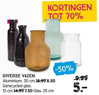 Promoties Diverse vazen glas - Huismerk - Xenos - Geldig van 01/07/2022 tot 10/07/2022 bij Xenos