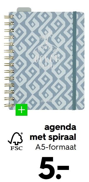 Promoties Agenda met spiraal - Huismerk - Hema - Geldig van 20/06/2022 tot 26/06/2022 bij Hema