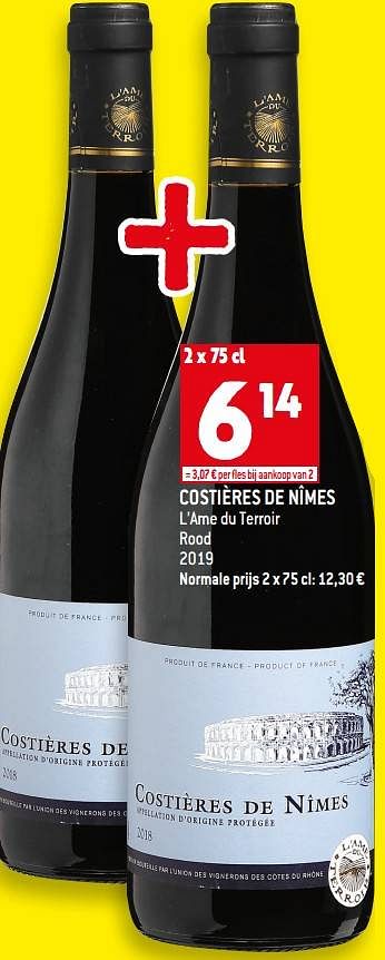 Promoties Costières de nîmes l’ame du terroir rood - Rode wijnen - Geldig van 22/06/2022 tot 28/07/2022 bij Smatch
