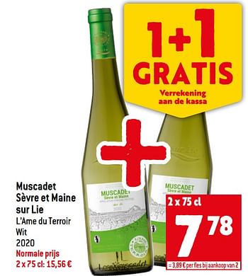 Promoties Muscadet sèvre et maine sur lie l’ame du terroir wit - Witte wijnen - Geldig van 22/06/2022 tot 28/07/2022 bij Smatch