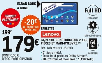 Promo TABLETTE 10 POUCES Lenovo chez E.Leclerc