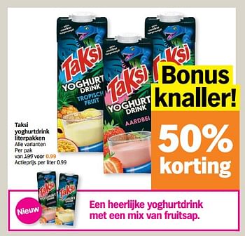 Promotions Taksi yoghurtdrink literpakken - Taksi - Valide de 20/06/2022 à 26/06/2022 chez Albert Heijn